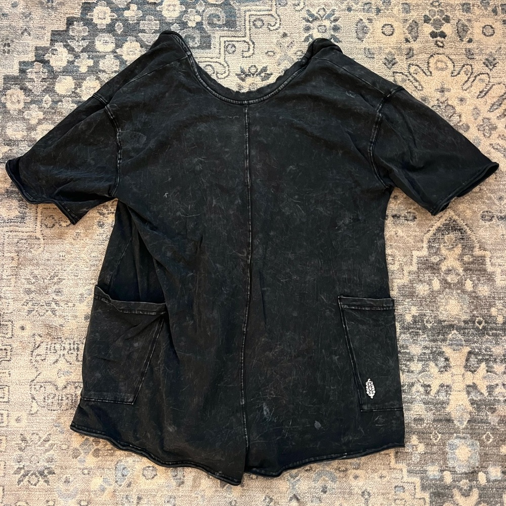 Black Short Sleeve Top with Pockets